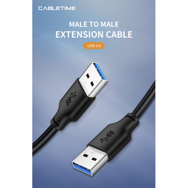 CABLETIME καλώδιο USB CT-AMAMN, 5Gbps, 0.5m, μαύρο