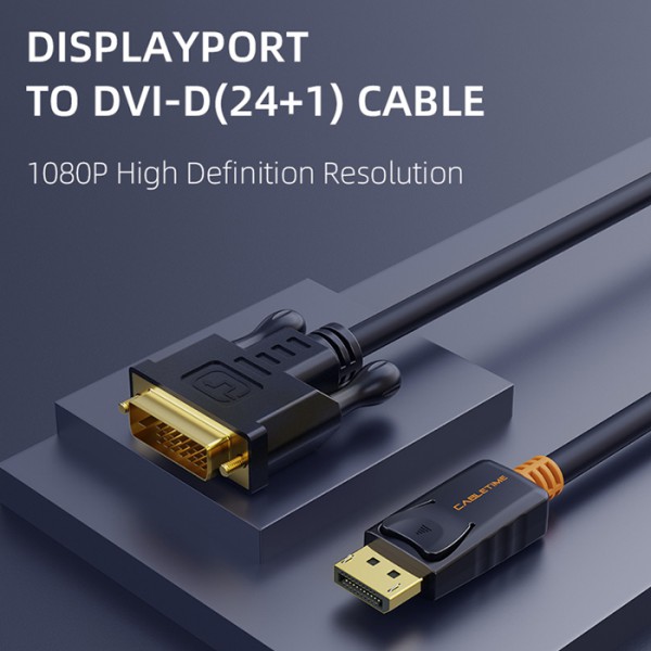 CABLETIME καλώδιο DisplayPort σε DVI CT-03G, 1080p/60Hz, 3m, μαύρο