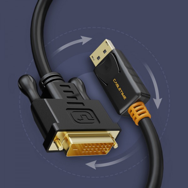 CABLETIME καλώδιο DisplayPort σε DVI CT-03G, 1080p/60Hz, 3m, μαύρο