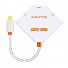 CABLETIME αντάπτορας Mini DisplayPort σε HDMI/DVI/VGA AV589, 0.2m, λευκό