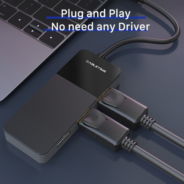 CABLETIME αντάπτορας DisplayPort σε 3x DisplayPort DMDF3, 8K, MST, γκρι CABLETIME αντάπτορας DisplayPort σε 3x DisplayPort DMDF3, 8K, MST, γκρι