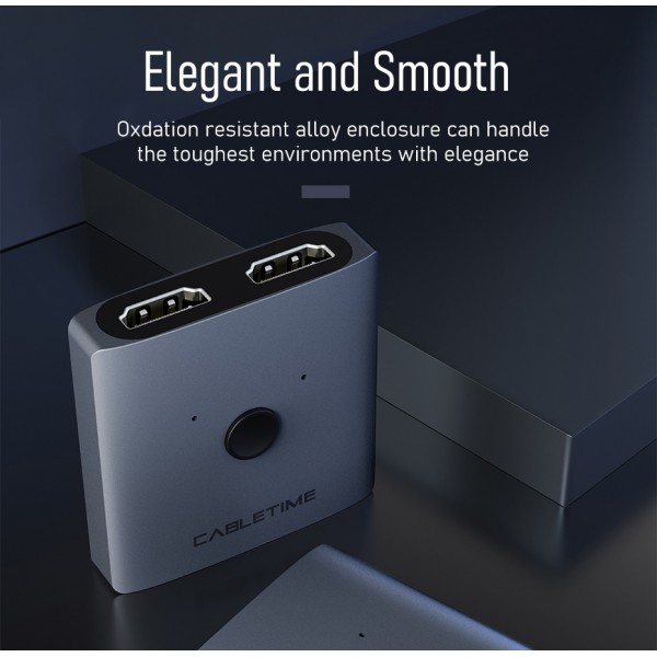 CABLETIME HDMI switch CT-HS4K με πλήκτρο, 2 in 1, 4K, γκρι