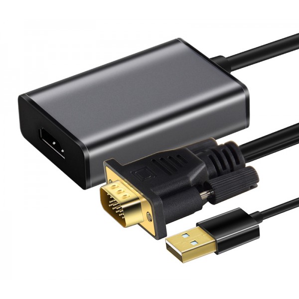 CABLETIME αντάπτορας HDMI σε VGA CT-VGAH με USB, 1080p, 0.15m, μαύρος CABLETIME αντάπτορας HDMI σε VGA CT-VGAH με USB, 1080p, 0.15m, μαύρος