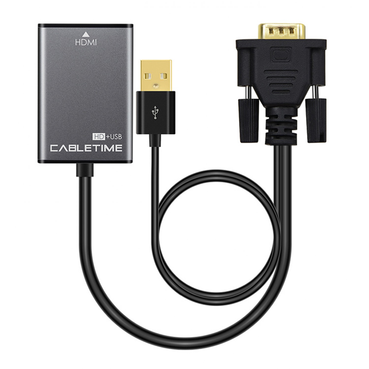 CABLETIME αντάπτορας HDMI σε VGA CT-VGAH με USB, 1080p, 0.15m, μαύρος CABLETIME αντάπτορας HDMI σε VGA CT-VGAH με USB, 1080p, 0.15m, μαύρος
