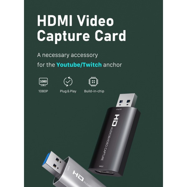 CABLETIME video capture CT-HVC-AB, HDMI/USB σύνδεση, 4K/30Hz, μαύρο