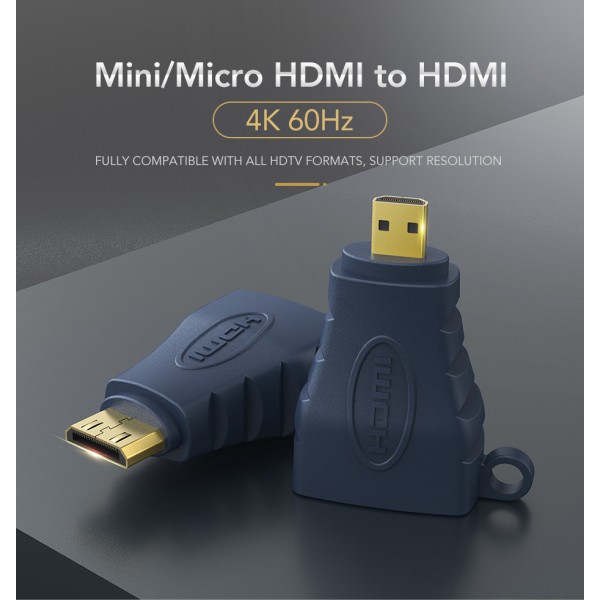 CABLETIME αντάπτορας micro HDMI σε HDMI HA16R, 4K/60Hz, μπλε CABLETIME αντάπτορας micro HDMI σε HDMI HA16R, 4K/60Hz, μπλε