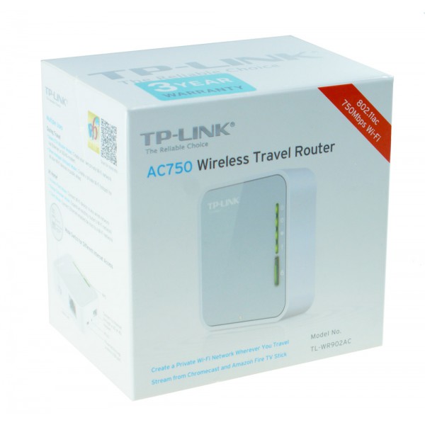 TP-LINK Wireless Travel Router TL-WR902AC, 750Mbps AC750, Ver. 1.0