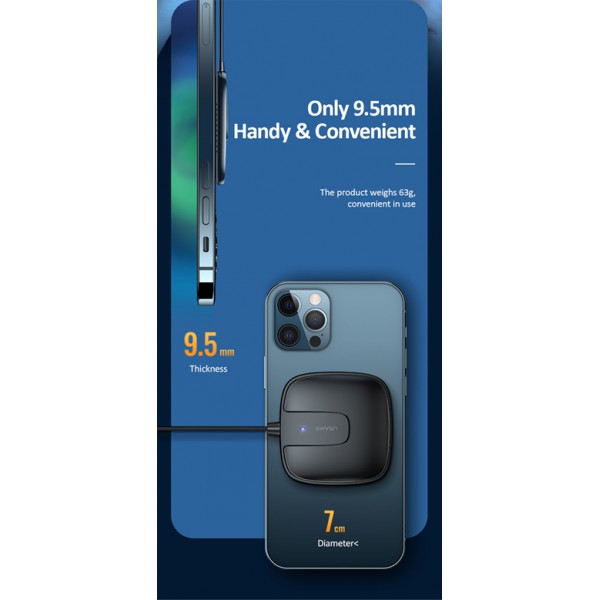 USAMS ασύρματος φορτιστής US-CD159, μαγνητικός, 15W, μαύρος USAMS ασύρματος φορτιστής US-CD159, μαγνητικός, 15W, μαύρος