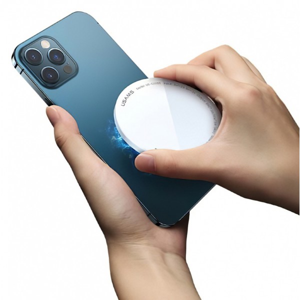 USAMS ασύρματος φορτιστής US-CD155, μαγνητικός, 15W, λευκός USAMS ασύρματος φορτιστής US-CD155, μαγνητικός, 15W, λευκός