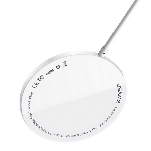 USAMS ασύρματος φορτιστής US-CD155, μαγνητικός, 15W, λευκός USAMS ασύρματος φορτιστής US-CD155, μαγνητικός, 15W, λευκός