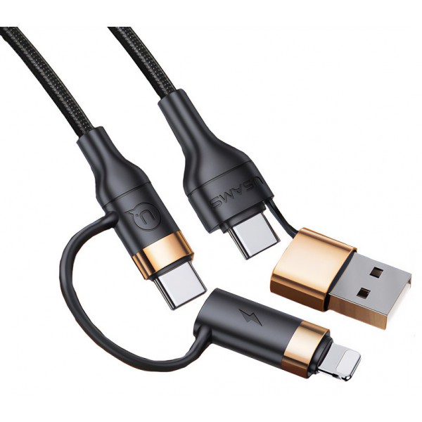 USAMS καλώδιο USB Type-C + Lightning US-SJ483, PD 3A 60W, 1.2m, μαύρο USAMS καλώδιο USB Type-C + Lightning US-SJ483, PD 3A 60W, 1.2m, μαύρο