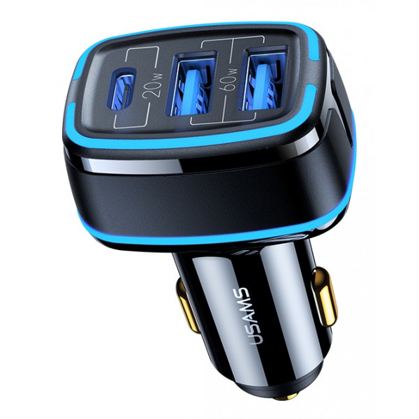 USAMS USB φορτιστής αυτοκινήτου, US-CC126, 3x USB, 80W, μαύρος USAMS USB φορτιστής αυτοκινήτου, US-CC126, 3x USB, 80W, μαύρος