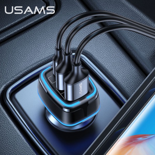 USAMS USB φορτιστής αυτοκινήτου, US-CC126, 3x USB, 80W, μαύρος USAMS USB φορτιστής αυτοκινήτου, US-CC126, 3x USB, 80W, μαύρος