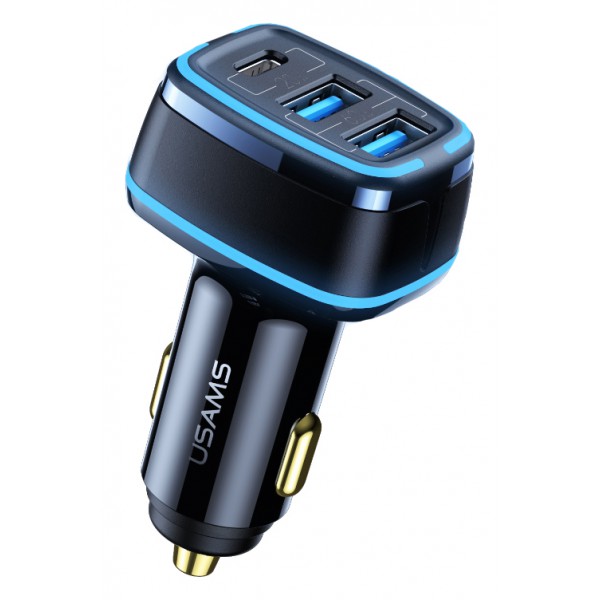USAMS USB φορτιστής αυτοκινήτου, US-CC126, 3x USB, 80W, μαύρος USAMS USB φορτιστής αυτοκινήτου, US-CC126, 3x USB, 80W, μαύρος