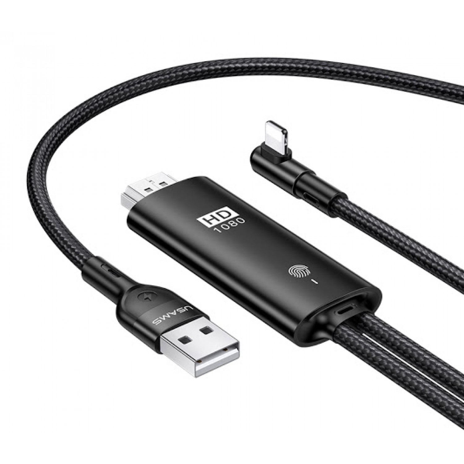 USAMS καλώδιο Lightning σε HDMI U53, με USB τροφοδοσία, 2m, μαύρο USAMS καλώδιο Lightning σε HDMI U53, με USB τροφοδοσία, 2m, μαύρο