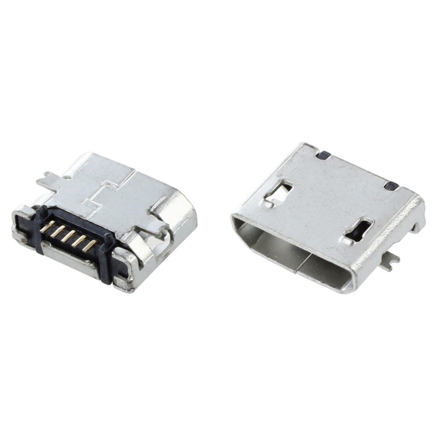 USB 2.0 Connector Micro USB, flat, ασημί, 5τμχ