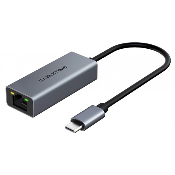 CABLETIME αντάπτορας USB-C σε RJ45 CT-CML100, 100Mbps, γκρι CABLETIME αντάπτορας USB-C σε RJ45 CT-CML100, 100Mbps, γκρι