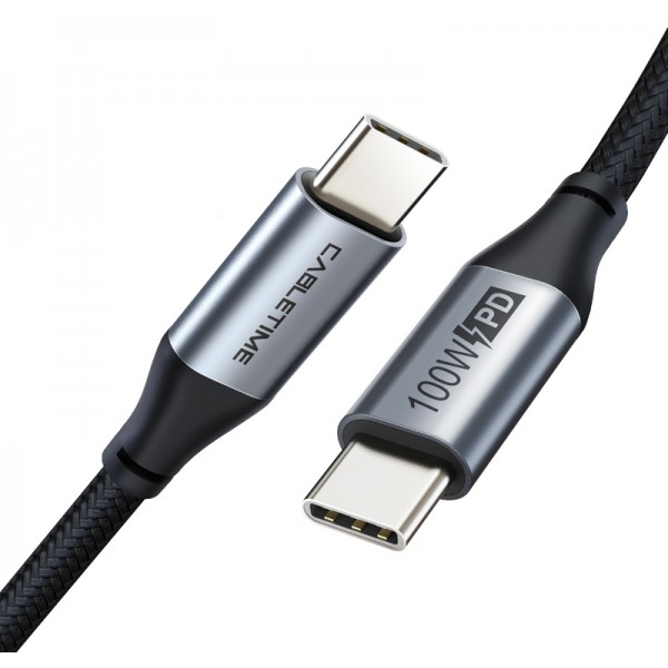 CABLETIME καλώδιο USB-C CMCM100W, 100W PD, 480Mbps, 2m, μαύρο CABLETIME καλώδιο USB-C CMCM100W, 100W PD, 480Mbps, 2m, μαύρο