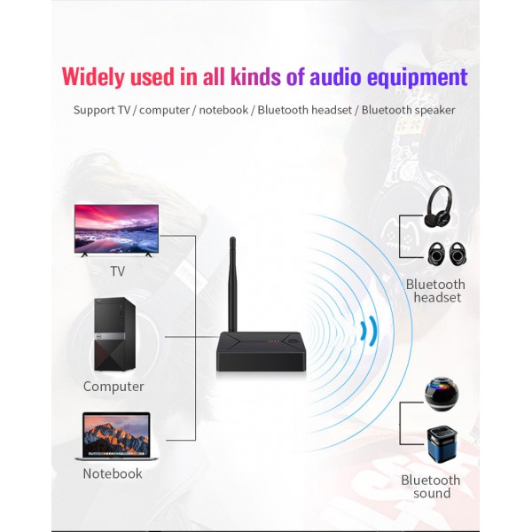Bluetooth 5.0 Audio Transmitter BT-007, 3.5mm, RCA, Toslink Bluetooth 5.0 Audio Transmitter BT-007, 3.5mm, RCA, Toslink