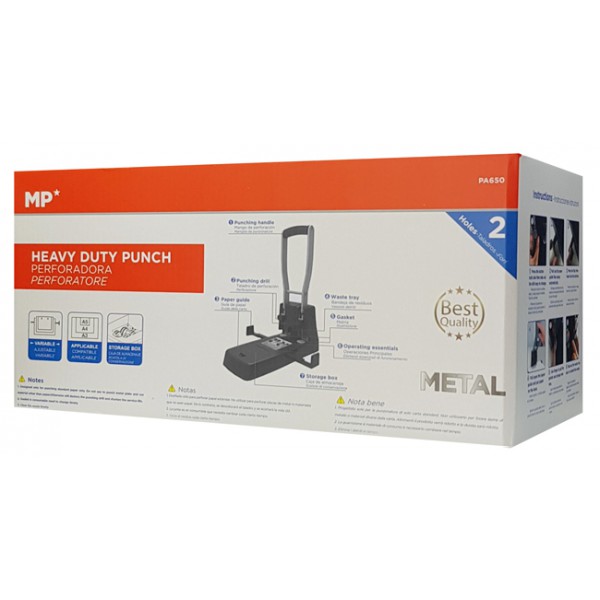 MP διακορευτής PA650, 150 φύλλων, 33x15cm, 2 τρύπες, A3, μαύρος