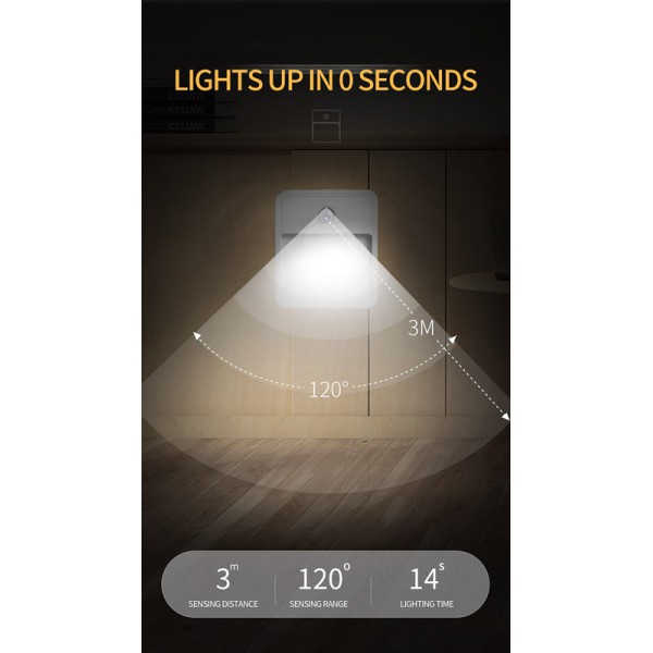 Φωτιστικό τοίχου LED YET6133, με αισθητήρα κίνησης PIR, 0.04W, λευκό Φωτιστικό τοίχου LED YET6133, με αισθητήρα κίνησης PIR, 0.04W, λευκό