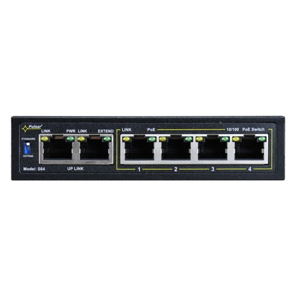 PULSAR PoE Ethernet Switch S64, 6x ports 10/100Mb/s