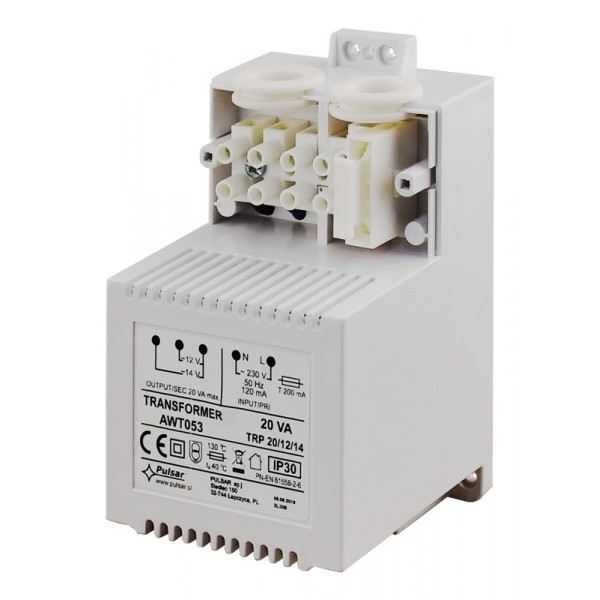 PULSAR μετασχηματιστής AWT053, TRP 20VA/12V/14V, λευκός