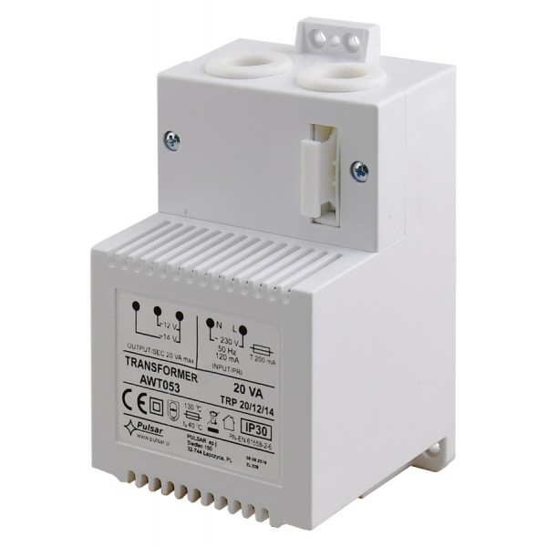 PULSAR μετασχηματιστής AWT053, TRP 20VA/12V/14V, λευκός