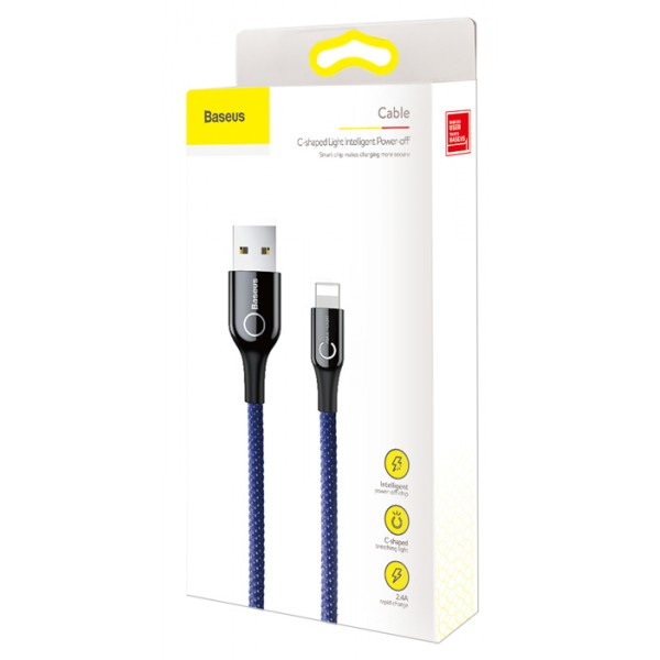 BASEUS καλώδιο USB σε Lightning CALCD-03, LED, 2.4A, 1m, μπλε BASEUS καλώδιο USB σε Lightning CALCD-03, LED, 2.4A, 1m, μπλε
