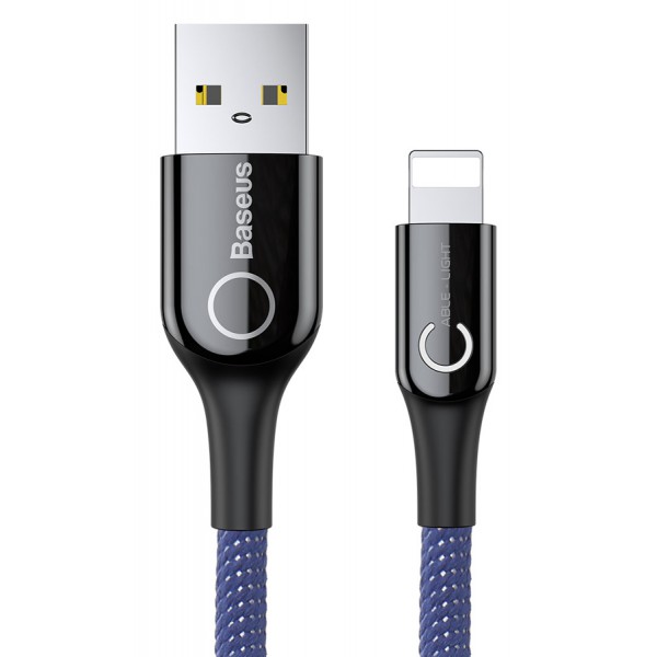 BASEUS καλώδιο USB σε Lightning CALCD-03, LED, 2.4A, 1m, μπλε BASEUS καλώδιο USB σε Lightning CALCD-03, LED, 2.4A, 1m, μπλε