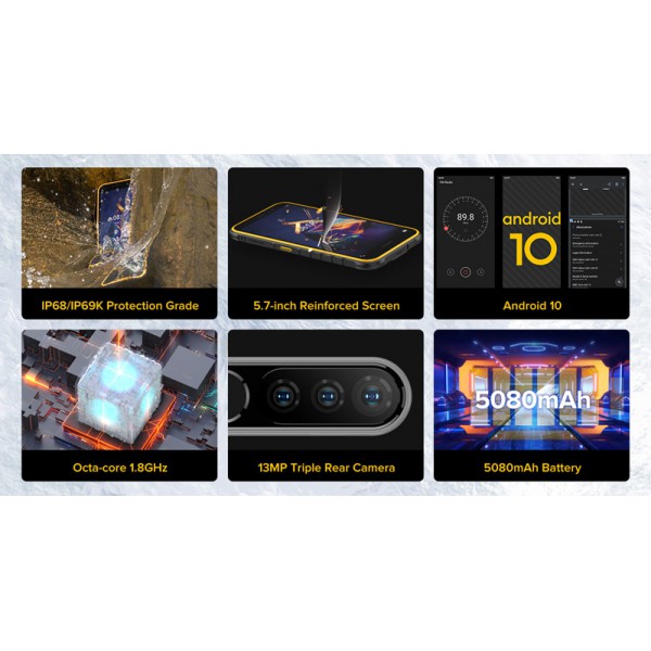 ULEFONE Smartphone Armor X8, IP68/IP69K, 5.7", 4/64GB, 5080mAh, μαύρο ULEFONE Smartphone Armor X8, IP68/IP69K, 5.7", 4/64GB, 5080mAh, μαύρο