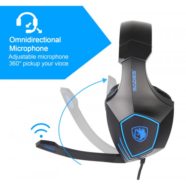 SADES gaming headset SA-819, 3.5mm, 50mm, μαύρο