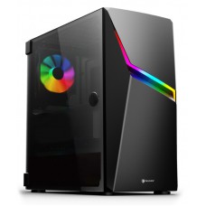SADES PC case Niu mid tower 423x210x453mm, 1x fan, διάφανο πλαϊνό, μαύρο