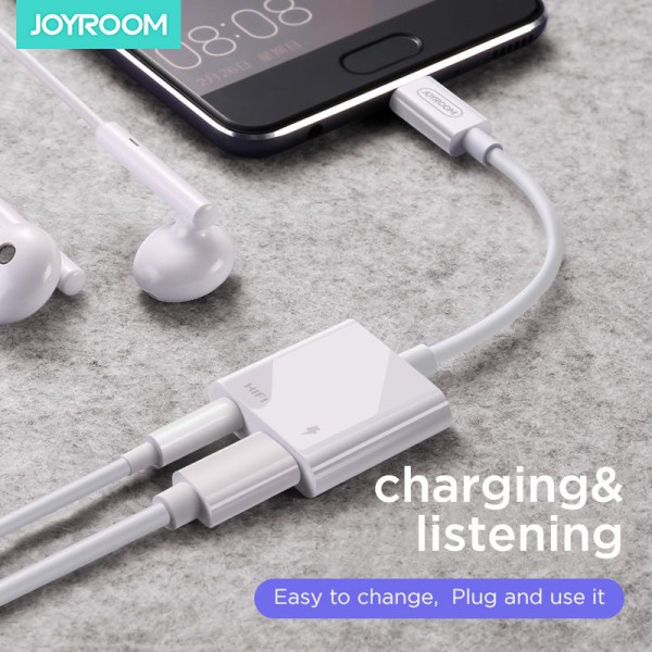 JOYROOM αντάπτορας USB-C σε USB-C & 3.5mm SH-C1, 3A, 0.12m, λευκός JOYROOM αντάπτορας USB-C σε USB-C & 3.5mm SH-C1, 3A, 0.12m, λευκός