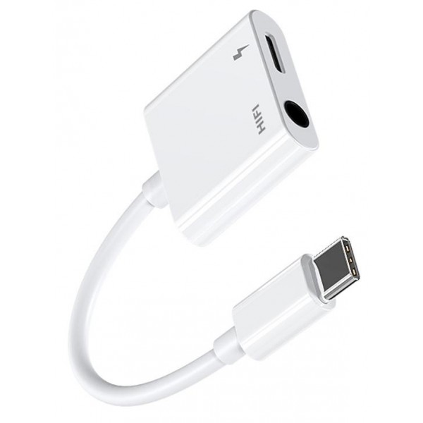 JOYROOM αντάπτορας USB-C σε USB-C & 3.5mm SH-C1, 3A, 0.12m, λευκός JOYROOM αντάπτορας USB-C σε USB-C & 3.5mm SH-C1, 3A, 0.12m, λευκός