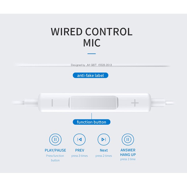 JOYROOM earphones JR-EP1, 3.5mm, λευκά JOYROOM earphones JR-EP1, 3.5mm, λευκά
