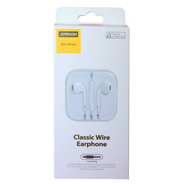 JOYROOM earphones JR-EP1, 3.5mm, λευκά JOYROOM earphones JR-EP1, 3.5mm, λευκά