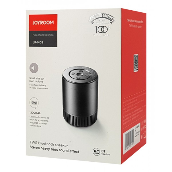 JOYROOM φορητό ηχείο JR-M09, TWS bluetooth/micro SD, 5W, 1200mAh, μαύρο JOYROOM φορητό ηχείο JR-M09, TWS bluetooth/micro SD, 5W, 1200mAh, μαύρο