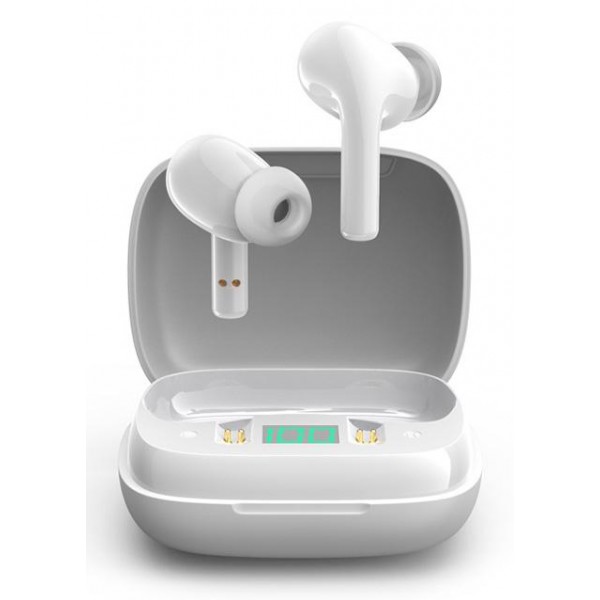 JOYROOM earphones με θήκη φόρτισης JR-TL6, οθόνη, true wireless, λευκά JOYROOM earphones με θήκη φόρτισης JR-TL6, οθόνη, true wireless, λευκά