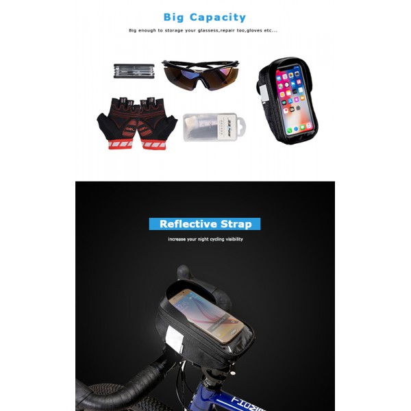 Τσαντάκι ποδηλάτου BIKE-0008, με θήκη κινητού 6.5", μαύρο