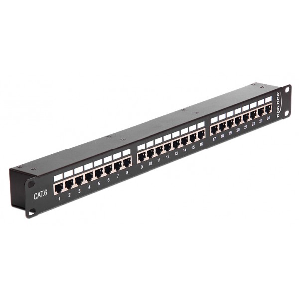 DELOCK patch panel για rack 43295, 19", 48x RJ45 ports, μαύρο DELOCK patch panel για rack 43295, 19", 48x RJ45 ports, μαύρο