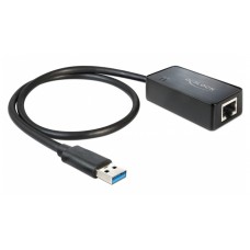DELOCK καλώδιο USB 3.0 σε RJ45 62121, 1000Mbps, 50cm, μαύρο