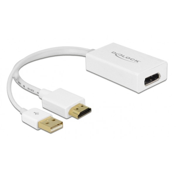 DELOCK αντάπτορας HDMI σε DisplayPort 1.2 62496, 4K, 25cm, λευκός