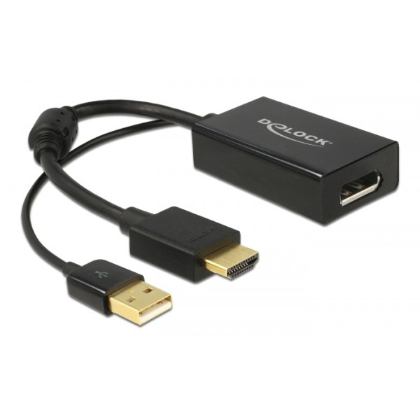 DELOCK αντάπτορας HDMI σε DisplayPort 1.2 62667, 4K, 25cm, μαύρος