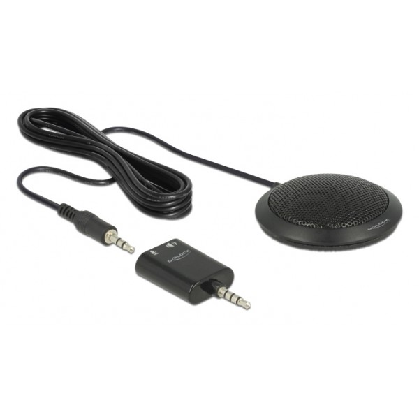 DELOCK μικρόφωνο με αντάπτορα Υ 65873, πυκνωτικό, omnidirectional, μαύρο DELOCK μικρόφωνο με αντάπτορα Υ 65873, πυκνωτικό, omnidirectional, μαύρο