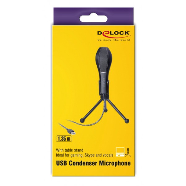 DELOCK μικρόφωνο με επιτραπέζια βάση 65939, πυκνωτικό, USB, μαύρο DELOCK μικρόφωνο με επιτραπέζια βάση 65939, πυκνωτικό, USB, μαύρο