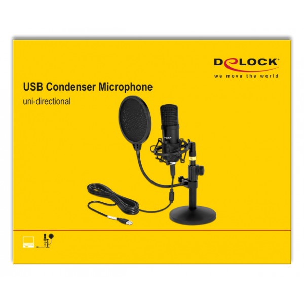 DELOCK μικρόφωνο studio με pop φίλτρο & αντιανέμιο 66300, πυκνωτικό, USB DELOCK μικρόφωνο studio με pop φίλτρο & αντιανέμιο 66300, πυκνωτικό, USB