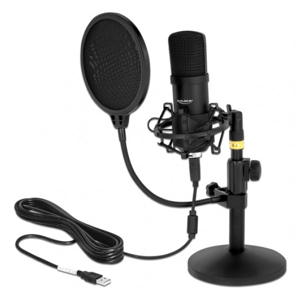 DELOCK μικρόφωνο studio με pop φίλτρο & αντιανέμιο 66300, πυκνωτικό, USB DELOCK μικρόφωνο studio με pop φίλτρο & αντιανέμιο 66300, πυκνωτικό, USB