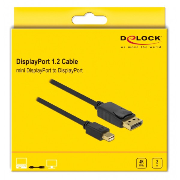 DELOCK καλώδιο DisplayPort σε DisplayPort Mini 82438, 4K/60Hz, 2m, μαύρο DELOCK καλώδιο DisplayPort σε DisplayPort Mini 82438, 4K/60Hz, 2m, μαύρο