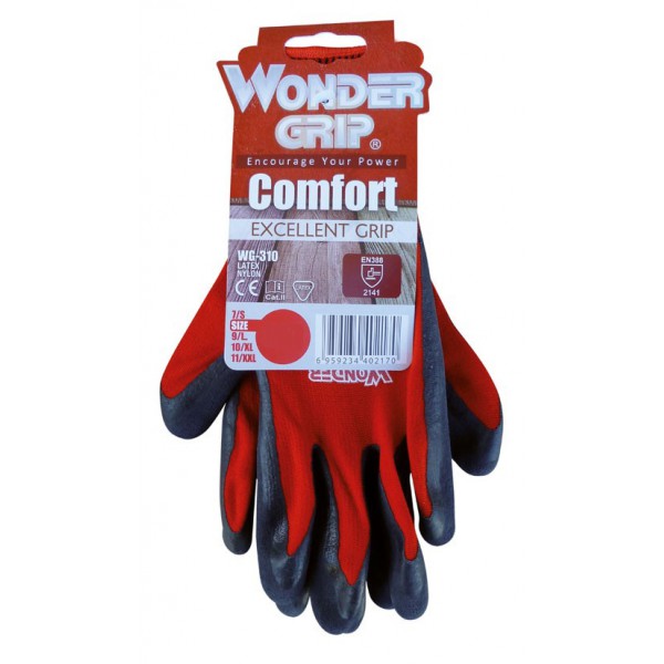 WONDER GRIP γάντια εργασίας Comfort, αντιολισθητικά, 11/XXL, κόκκινα